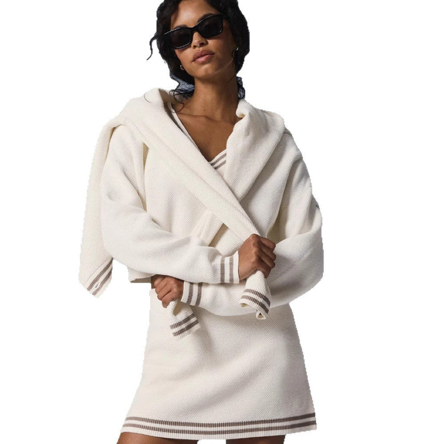 Rebecca | Women's Textured Hooded Dress – Casual Dress in White