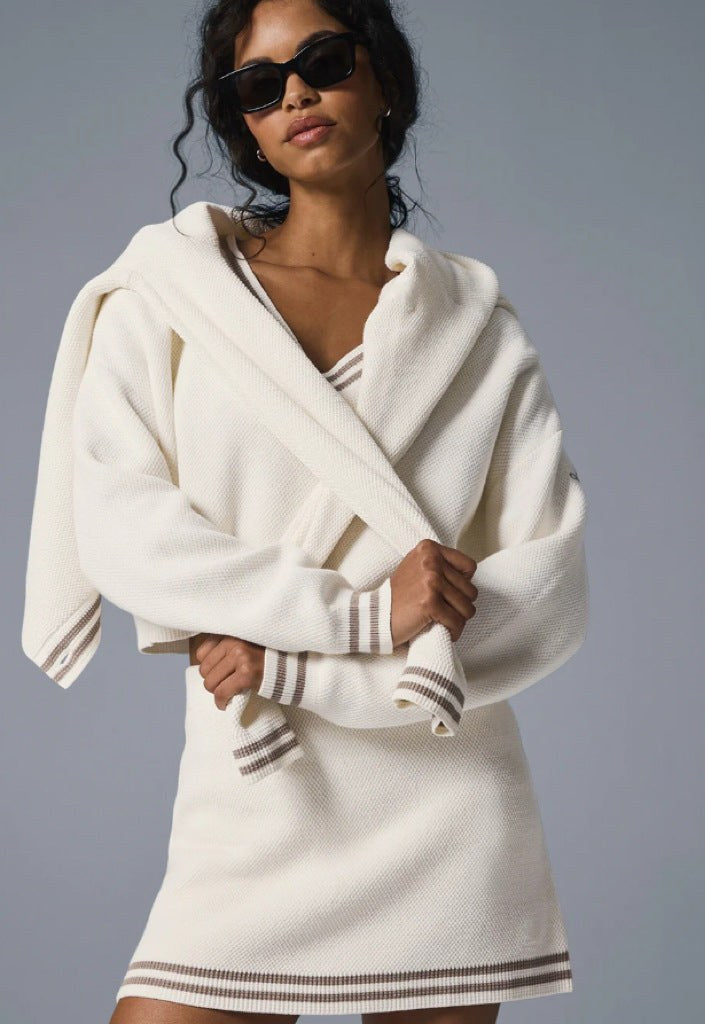 Rebecca | Women's Textured Hooded Dress – Casual Dress in White