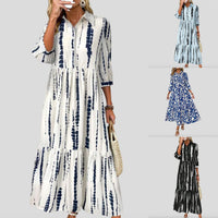 Regan | Women's Striped Long Sleeve Pockets Modern Maxi Dress