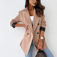 Regina | Women's Button-Front Plaid Tailored Blazer in Khaki