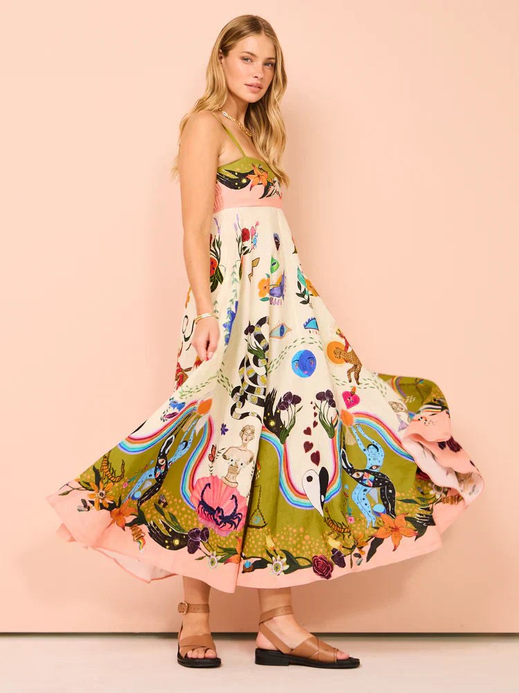 Renata | Women's Spaghetti Strap Boho Maxi Dress
