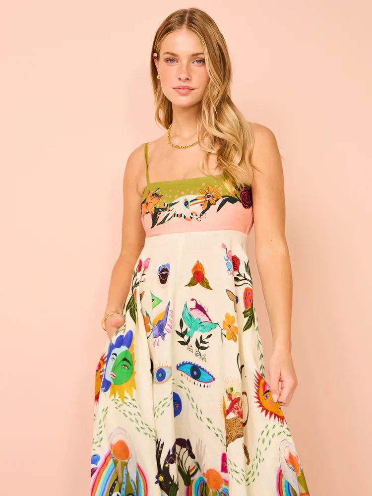 Renata | Women's Spaghetti Strap Boho Maxi Dress