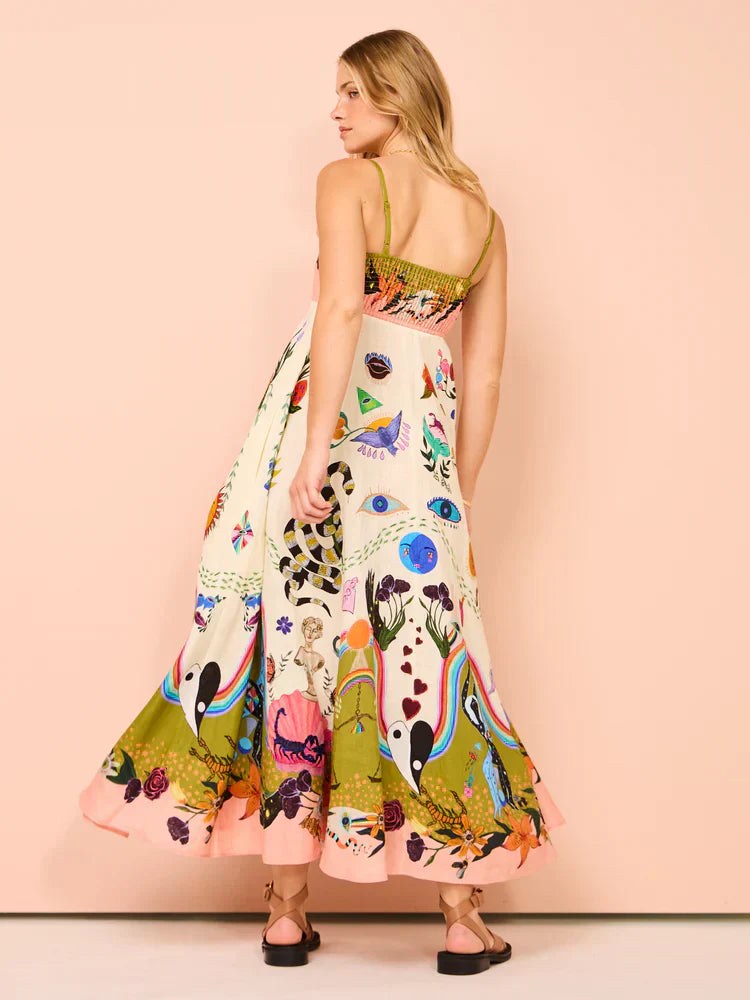 Renata | Women's Spaghetti Strap Boho Maxi Dress