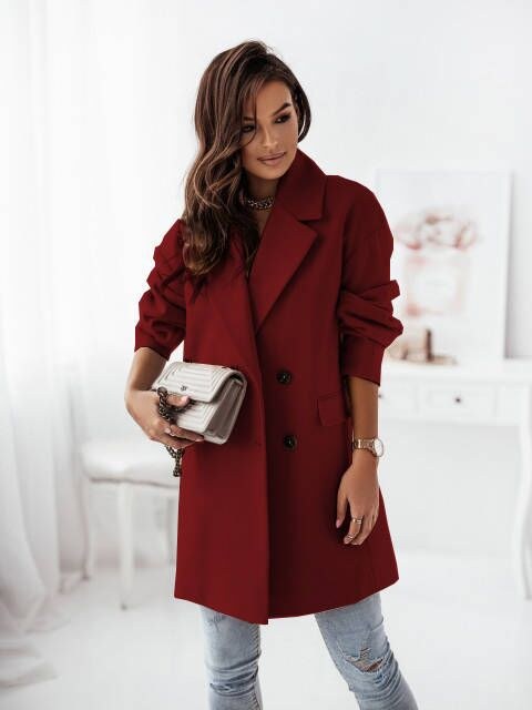 Renata | Women's Oversized Elegant Blazer in Wine Red