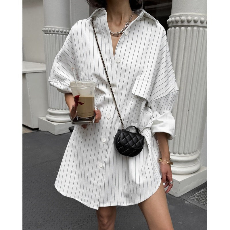 Renelde | Women's Oversized Shirt Dress in White