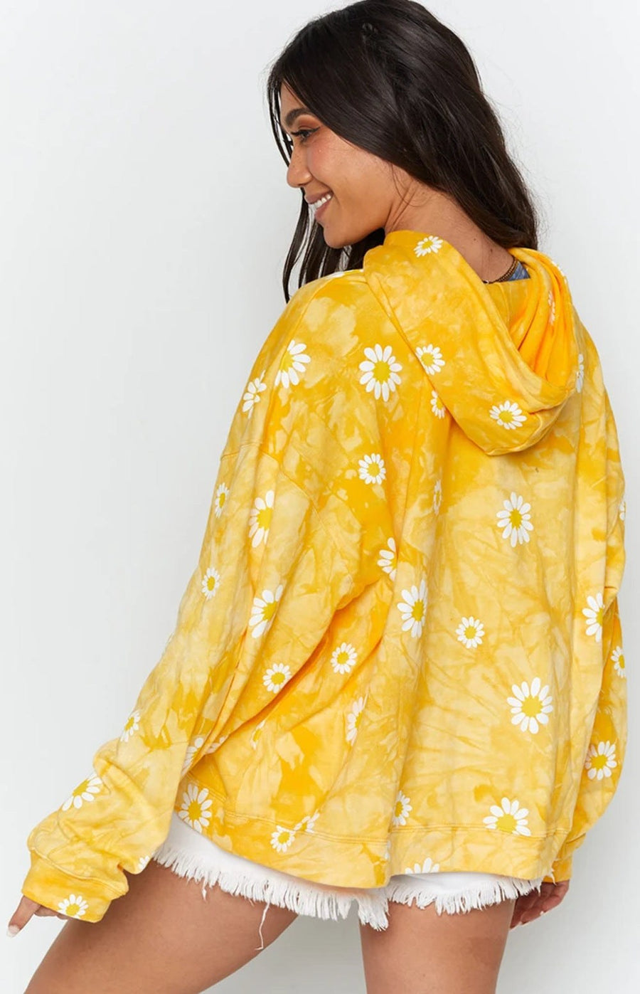 Rhiannon | Women's Hooded Floral Hoodie in Yellow