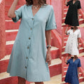 Rhoda | Women's Button-Front Short Sleeve Shirt Dress