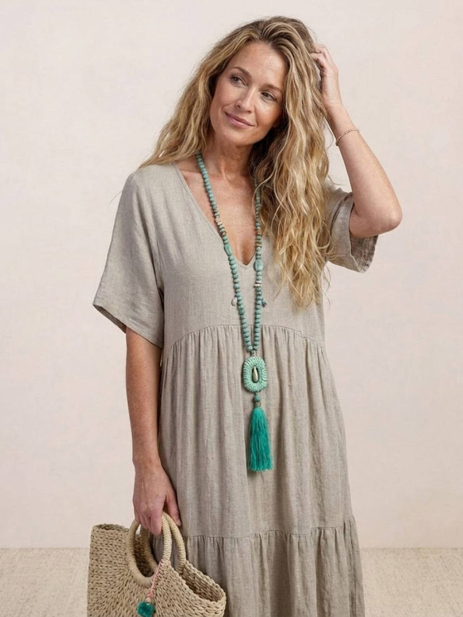 Rhonda | Women's V-Neck Tiered Boho Maxi Dress