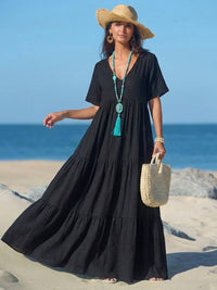 Rhonda | Women's V-Neck Tiered Boho Maxi Dress