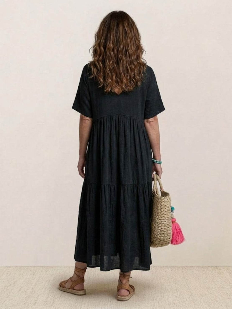 Rhonda | Women's V-Neck Tiered Boho Maxi Dress