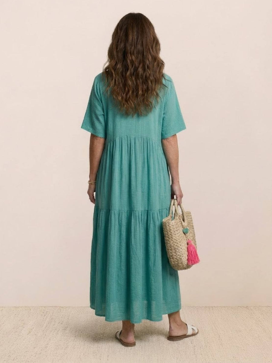Rhonda | Women's V-Neck Tiered Boho Maxi Dress