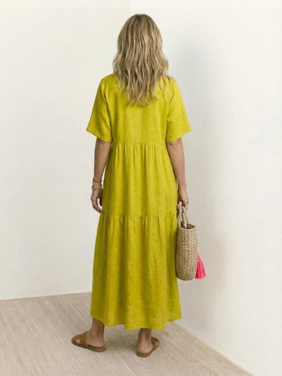 Rhonda | Women's V-Neck Tiered Boho Maxi Dress