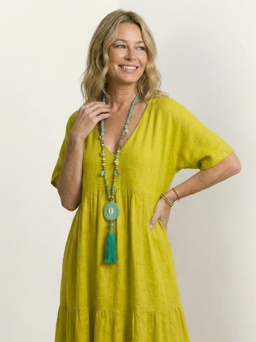 Rhonda | Women's V-Neck Tiered Boho Maxi Dress