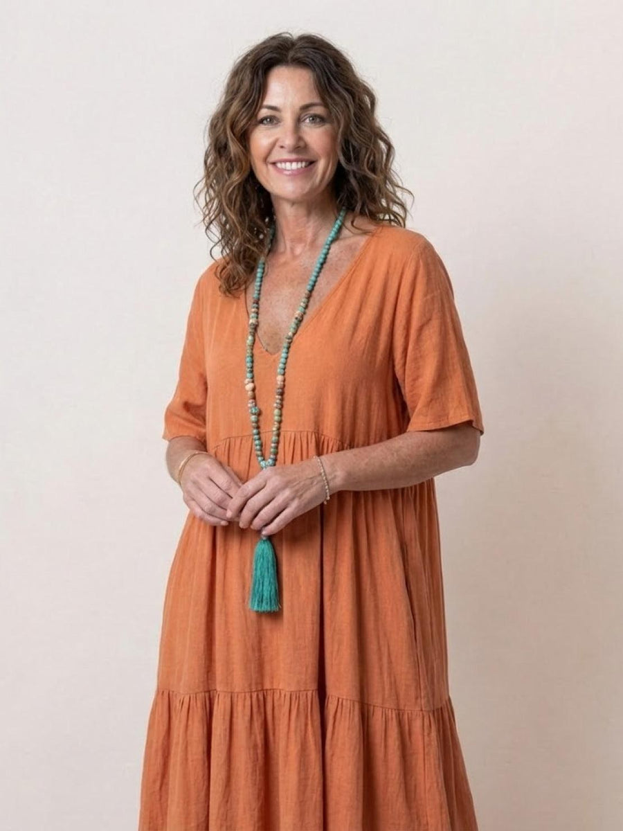Rhonda | Women's V-Neck Tiered Boho Maxi Dress