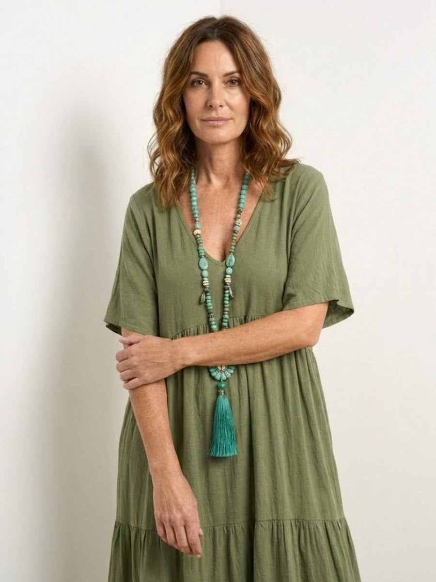 Rhonda | Women's V-Neck Tiered Boho Maxi Dress