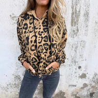 Rhonda | Women's Leopard Print Pockets Hooded Casual Hoodie