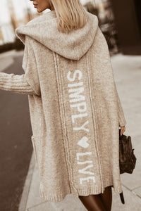 Rhonda | Women's Long Sleeve Pockets Knit Coat in Khaki