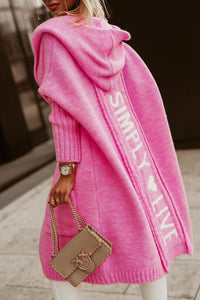 Rhonda | Women's Long Sleeve Pockets Knit Coat in Magenta