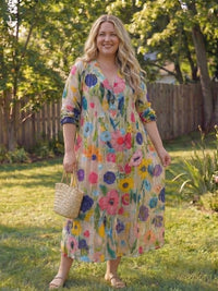 Ricarda | Women's Button-Front Floral Boho Midi Dress