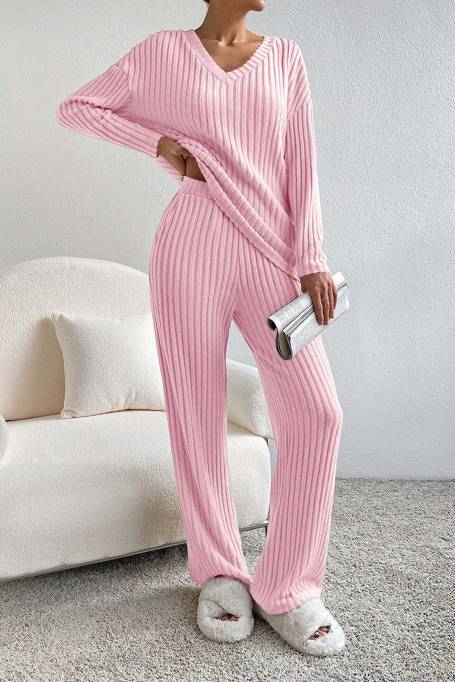 Ricarda | Women's Knit Tracksuit Set in Pink