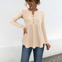 Ricarda | Women's Button Detail Long Sleeve Tunic in Apricot