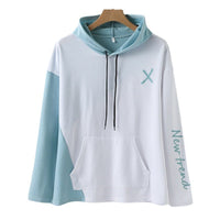 Rilla | Women's Color Block Hooded Modern Hoodie in Blue