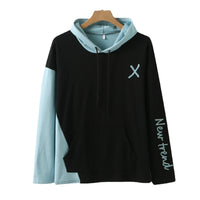 Rilla | Women's Color Block Hooded Modern Hoodie in Blue