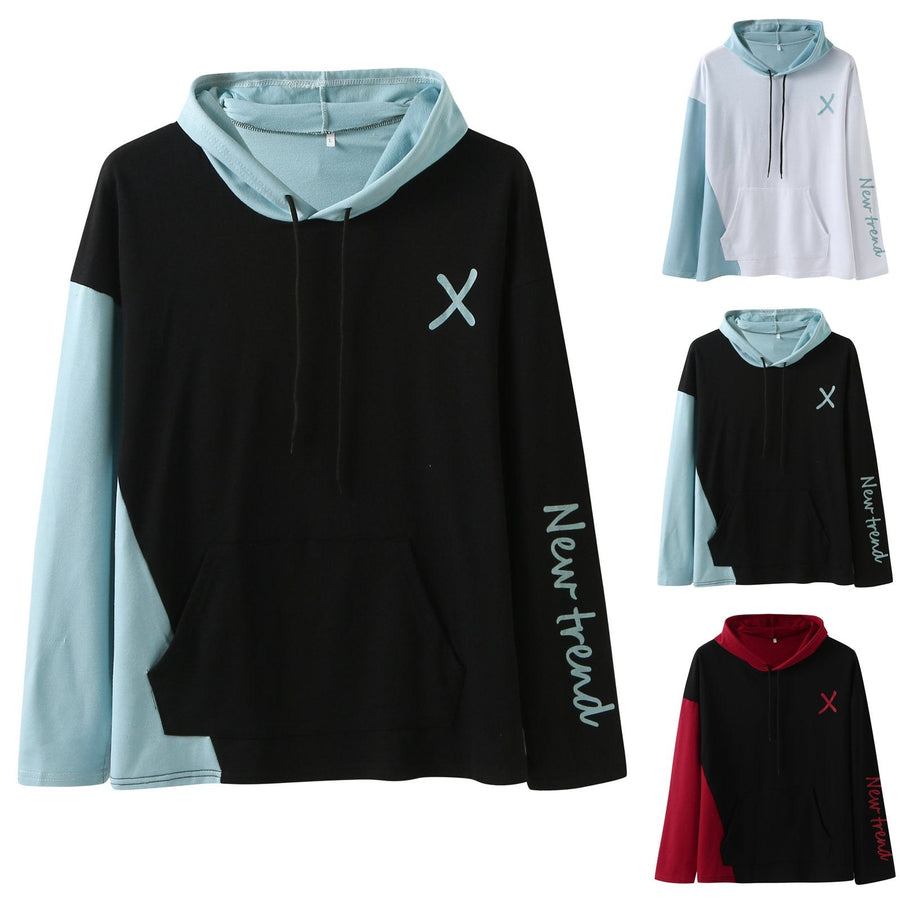 Rilla | Women's Color Block Hooded Modern Hoodie in Blue