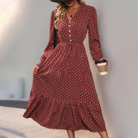 Rilla | Women's Long Sleeve Floral Wrap Dress in Wine Red