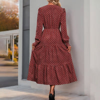 Rilla | Women's Long Sleeve Floral Wrap Dress in Wine Red