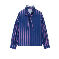 Rita | Women's Long Sleeve Ruffle Blouse in Gestreift