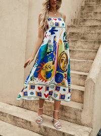 Rita | Women's Floral Printed Boho Midi Dress in White