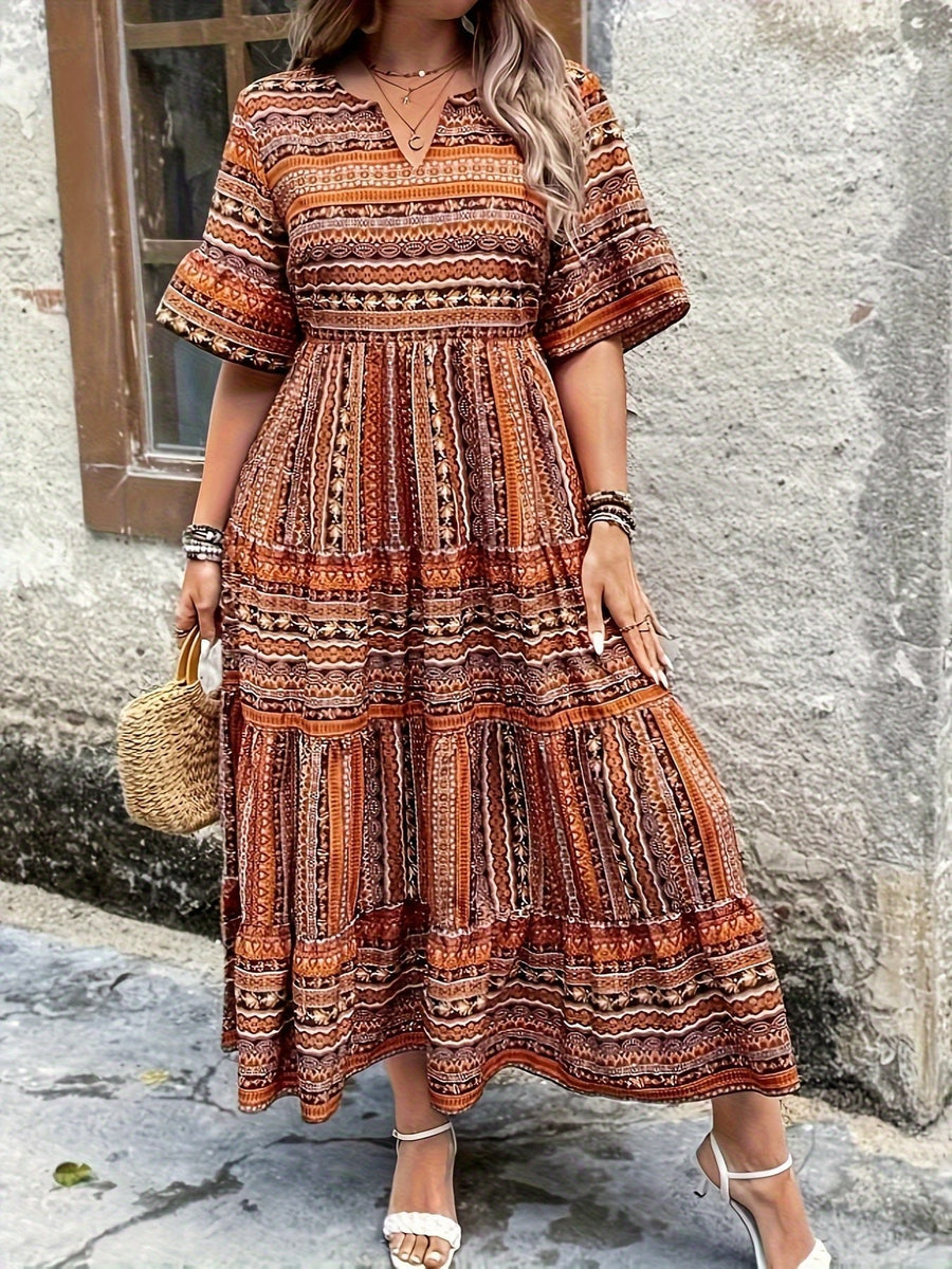 Roberta | Women's Flowy Printed Boho Midi Dress