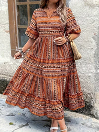 Roberta | Women's Flowy Printed Boho Midi Dress