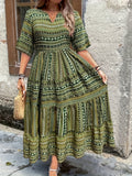 Roberta | Women's Flowy Printed Boho Midi Dress