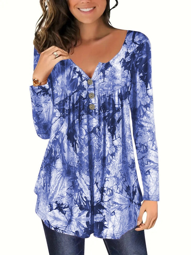 Roberta | Women's Flowing Long Sleeve Blouse in Blue