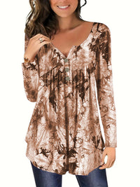 Roberta | Women's Flowing Long Sleeve Blouse in Brown