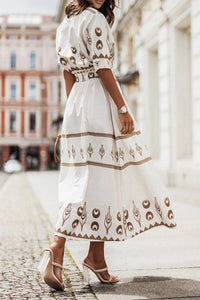Rochelle | Women's Printed Belted Boho Midi Dress