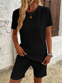 Rochelle | Women's Short Sleeve Pajama Set in Black