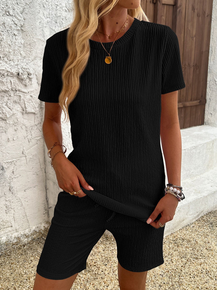 Rochelle | Women's Short Sleeve Pajama Set in Black