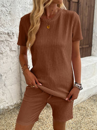 Rochelle | Women's Short Sleeve Pajama Set in Brown
