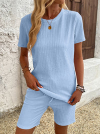 Rochelle | Women's Short Sleeve Pajama Set in Sky Blue