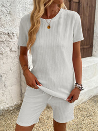 Rochelle | Women's Short Sleeve Pajama Set in White
