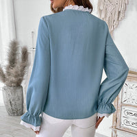 Rochelle | Women's Long Sleeve Lace Blouse in Blue