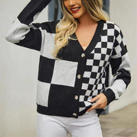 Rochelle | Women's Plaid Fashionable Cardigan in Red