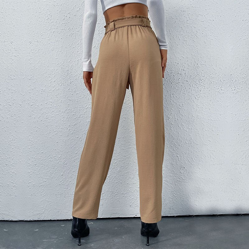 Rohesia | Women's Tie Belt Belted Elegant Pants – Dress Pants in Khaki