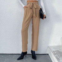 Rohesia | Women's Tie Belt Belted Elegant Pants – Dress Pants in Khaki