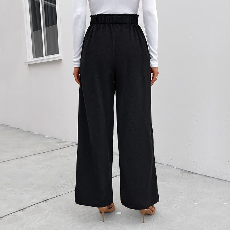 Romaine | Women's Button Detail Textured Elegant Pants – Dress Pants in Black