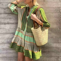 Romy | Women's Long Sleeve Ruffle Elegant Shirt in Green