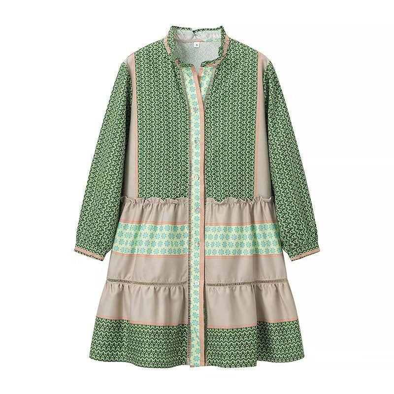Romy | Women's Long Sleeve Ruffle Elegant Shirt in Green